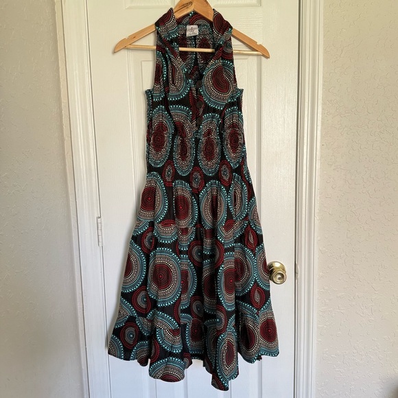 100% Cotton Retro Style Vintage Midi Dress Small - Picture 1 of 9